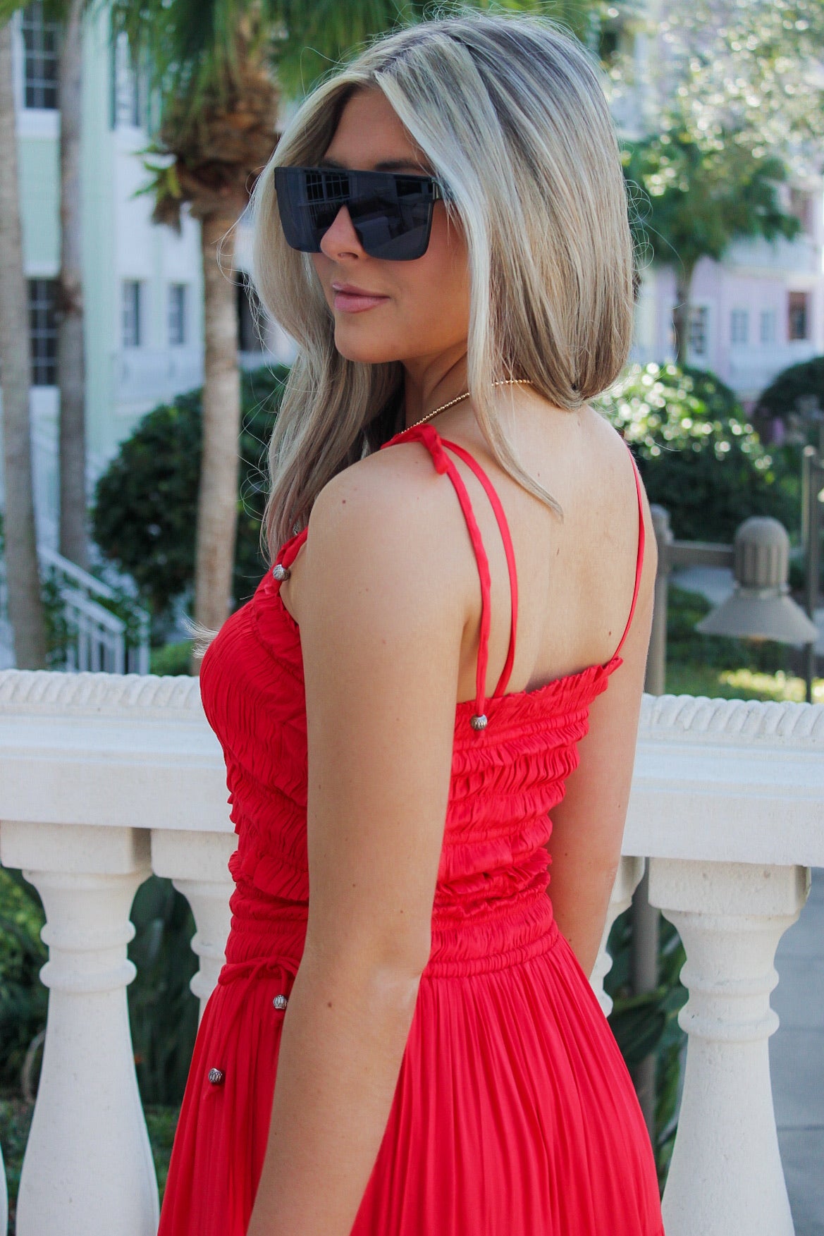 Time To Celebrate Smocked Crop Top - Red