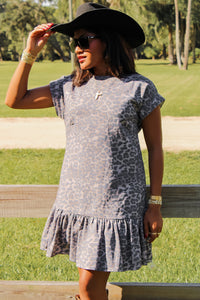 Leopard Instinct Ruffle Mini Dress - Mocha