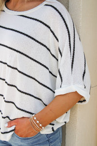 Cozy Comforts Striped Knit Top - White/Black