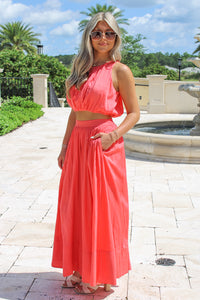 Summertime Days A Line Maxi Skirt - Coral