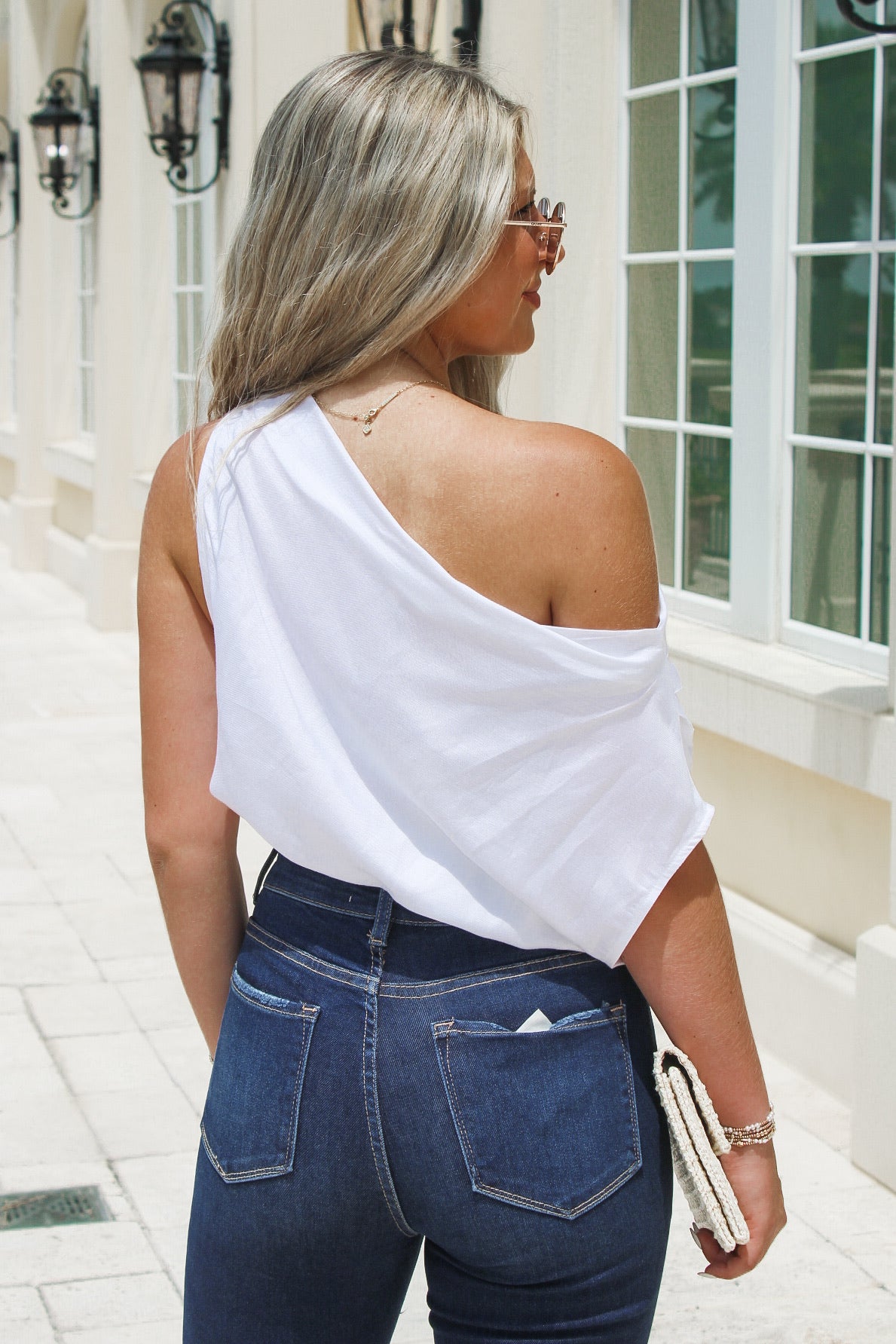 Great Times One Shoulder Linen Crop Top - White