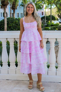 Beautiful Days Ruffle Tiered Maxi Dress - Pink