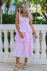 Beautiful Days Ruffle Tiered Maxi Dress - Pink