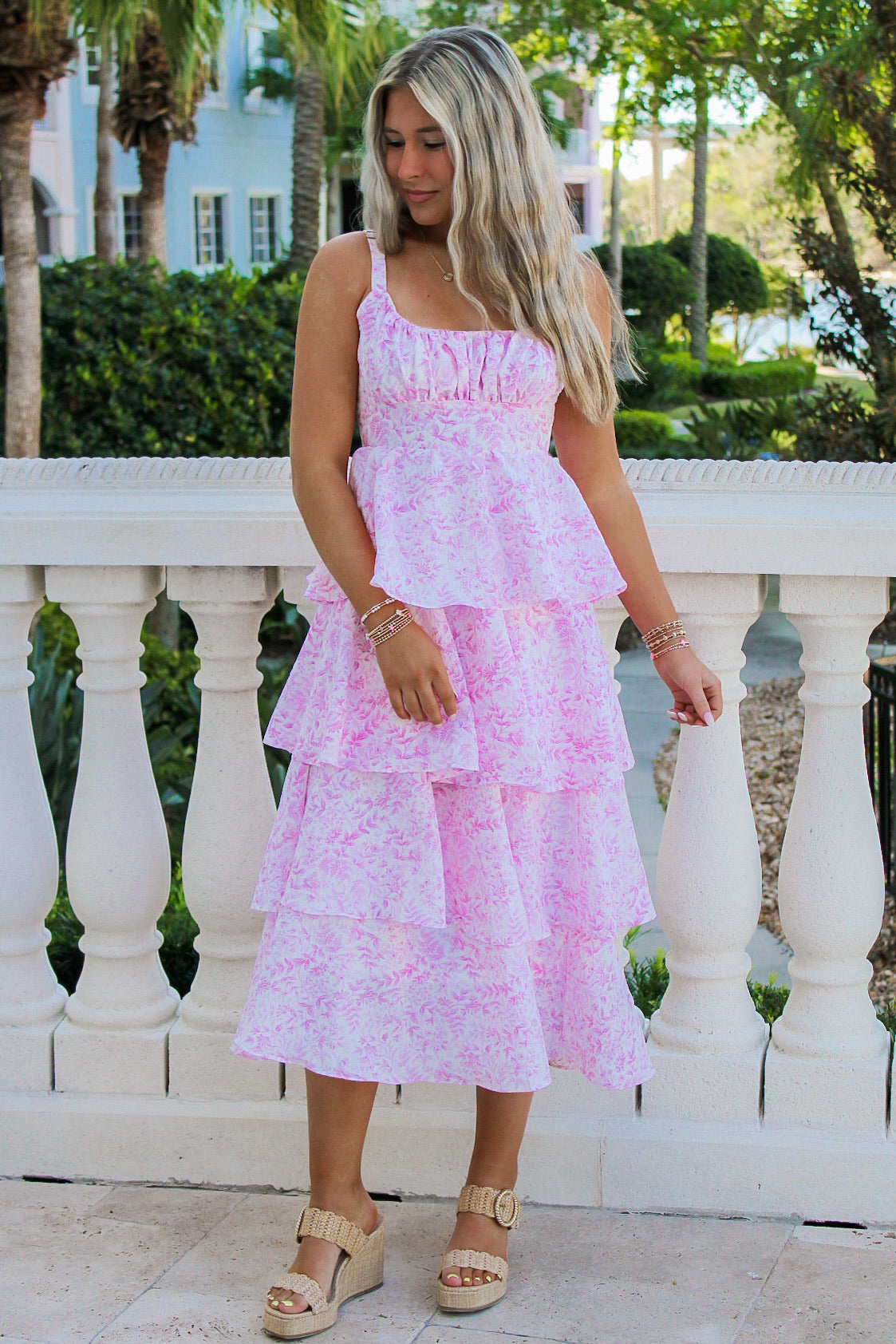 Beautiful Days Ruffle Tiered Maxi Dress - Pink