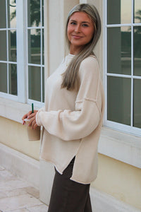 Roll With It Long Sleeve Sweater - Oatmeal