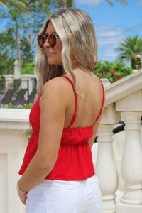 Lucky In Love Shirring Top - Red