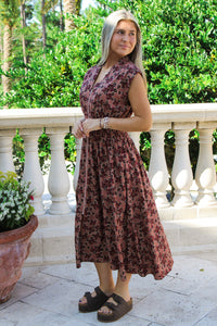 Sunset Drift Smocked Midi Dress - Rose Mix