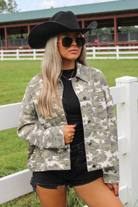 Hidden Charm Pleated Camo Jacket - Camo