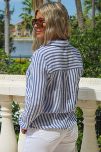 Keep It Classic Striped Button Down Shirt - Denim
