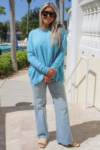 Cozy Up To Me Loose Fit Sweater - Aqua