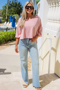 Feeling Relaxed Mineral Washed Crop Top - Dusty Pink