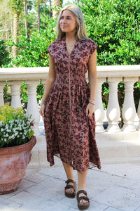 Sunset Drift Smocked Midi Dress - Rose Mix