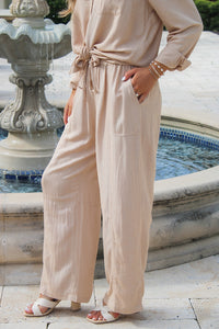 Sandy Beach Trips Wide Leg Pants - Sand