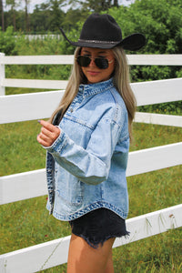 Keep On Dreaming Acid Wash Denim Jacket - Med Wash