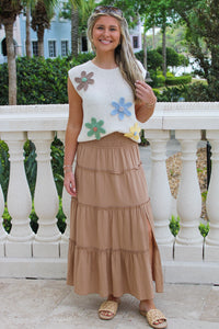 Calm Springs Crochet Flower Sweater - Ivory