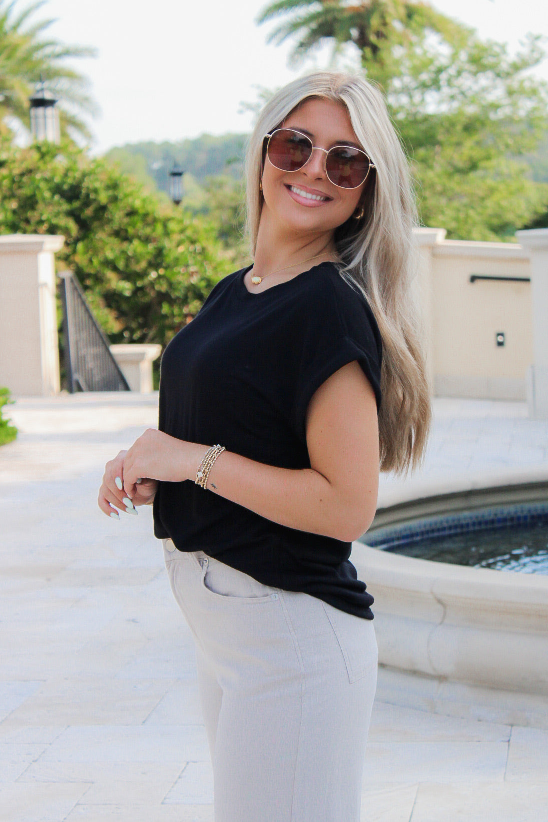 Feeling Easy Days Hacci Slub Top - Black