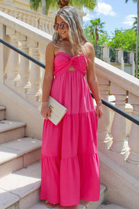 Poolside Party Open Back Maxi Dress - Hot Pink