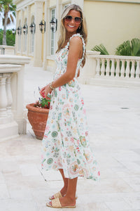 Summer Brunch Date Smocked Midi Dress - Olive