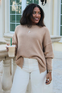 Roll With It Long Sleeve Sweater - Tan