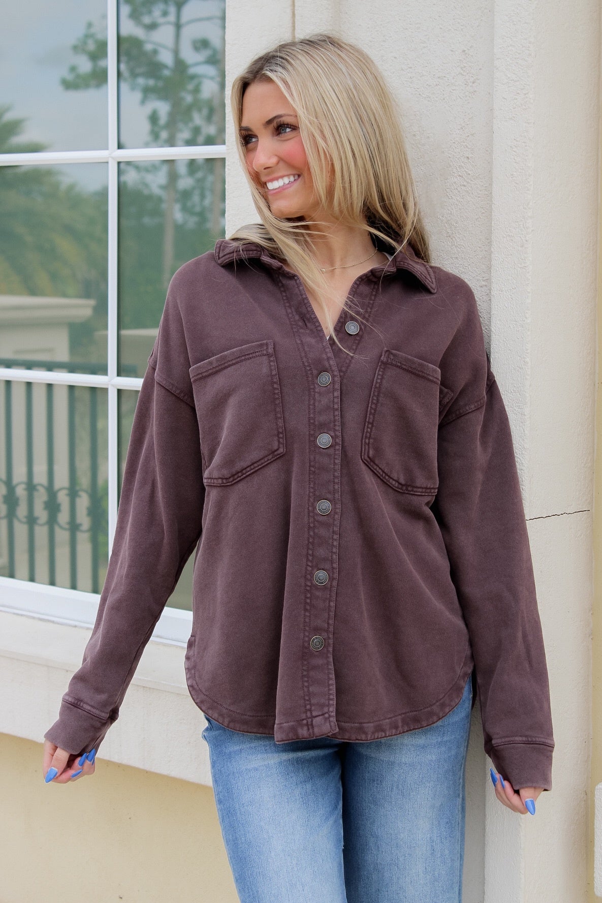 Z Supply: All Day Knit Denim Jacket - Chocolate Cherry – Makk Fashions