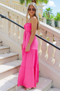 Poolside Party Open Back Maxi Dress - Hot Pink