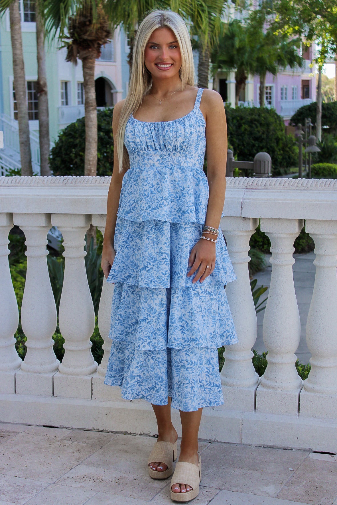 Beautiful Days Ruffle Tiered Maxi Dress - Blue