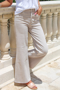 Dear John: Fiona High Rise Wide Leg Jeans - Stone