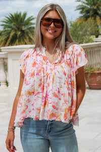 Vacay Memories V-Neck Top - Pink Allure