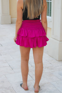 Lead The Way Smocked Ruffle Mini Skirt - Hot Pink