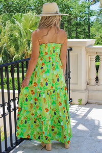 Ready To Party Tube Maxi Dress - Green Multi