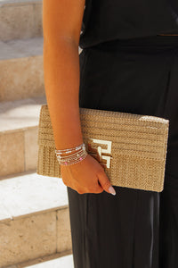 Party Nights Straw Clutch Bag - Natural