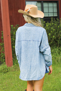 Country Nights Oversized Denim Top - Med Wash