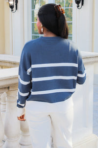 Z Supply: Jordane Striped Sweater - Storm Cloud Heather
