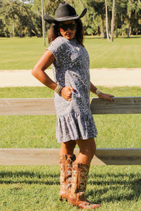 Leopard Instinct Ruffle Mini Dress - Mocha