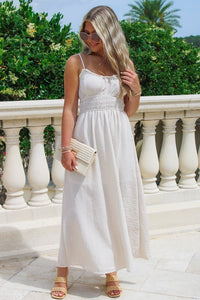 Sandy Beach Days Striped Midi Dress - Khaki