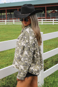 Hidden Charm Pleated Camo Jacket - Camo