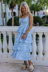 Beautiful Days Ruffle Tiered Maxi Dress - Blue