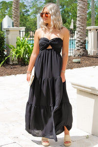 Poolside Party Open Back Maxi Dress - Black