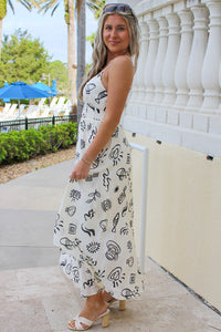 Fun Times Printed Midi Dress - Ivory