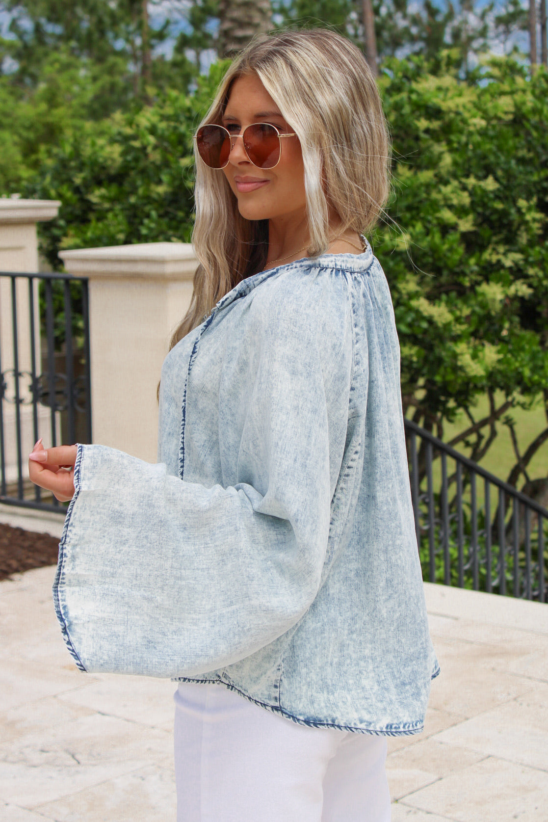 Free Times Mineral Washed Top - Denim