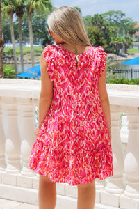 Breezy Spring Tiered Mini Dress - Magenta