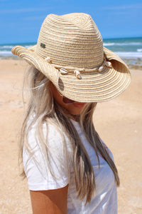 The Cassidy Western Shell Trim Straw Hat - Natural