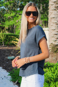 Feeling Easy Days Hacci Slub Top - Navy