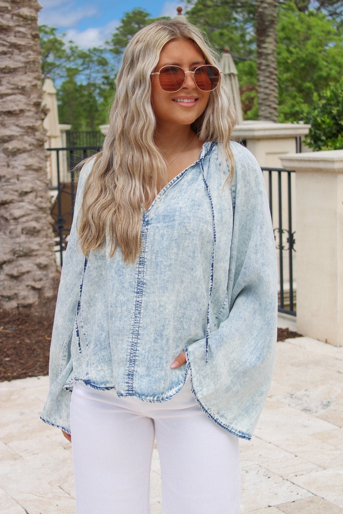 Free Times Mineral Washed Top - Denim