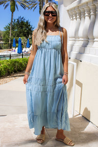 Classic Summer Days Tiered Maxi Dress - Blue