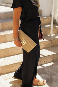 Party Nights Straw Clutch Bag - Natural