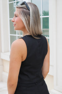 Nashville Nights Tie Front Sleeveless Top - Black