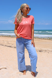 Ciao Bella Crew Neck T-Shirt - Coral
