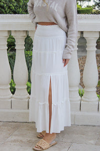Island Breeze Textured Maxi Skirt - White