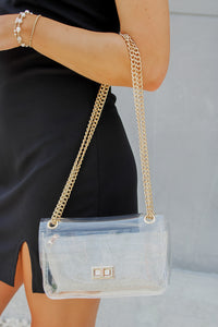 A Classy Look Clear Bag With Rhinestone Clutch - Clear | Makk Fashions